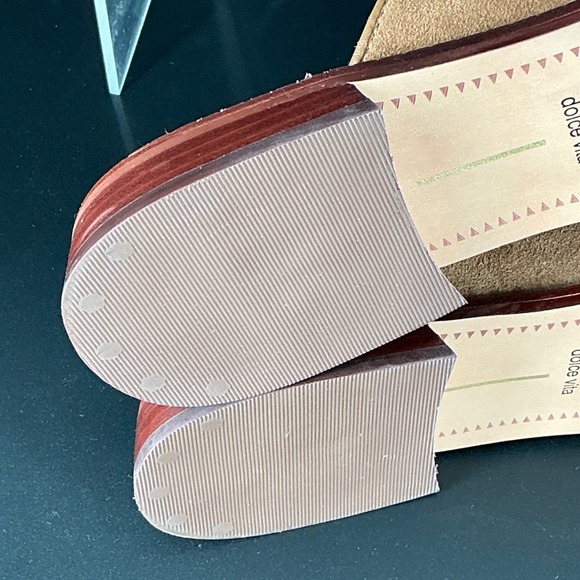 Dolce Vita Size 8 Haydee Tan Suede Double Buckle Mule Loafer Shoes - Picture 11 of 13